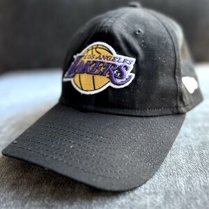 Men's Los Angeles Lakers New Era Black Throwback Corded 9TWENTY Adjustable Hat